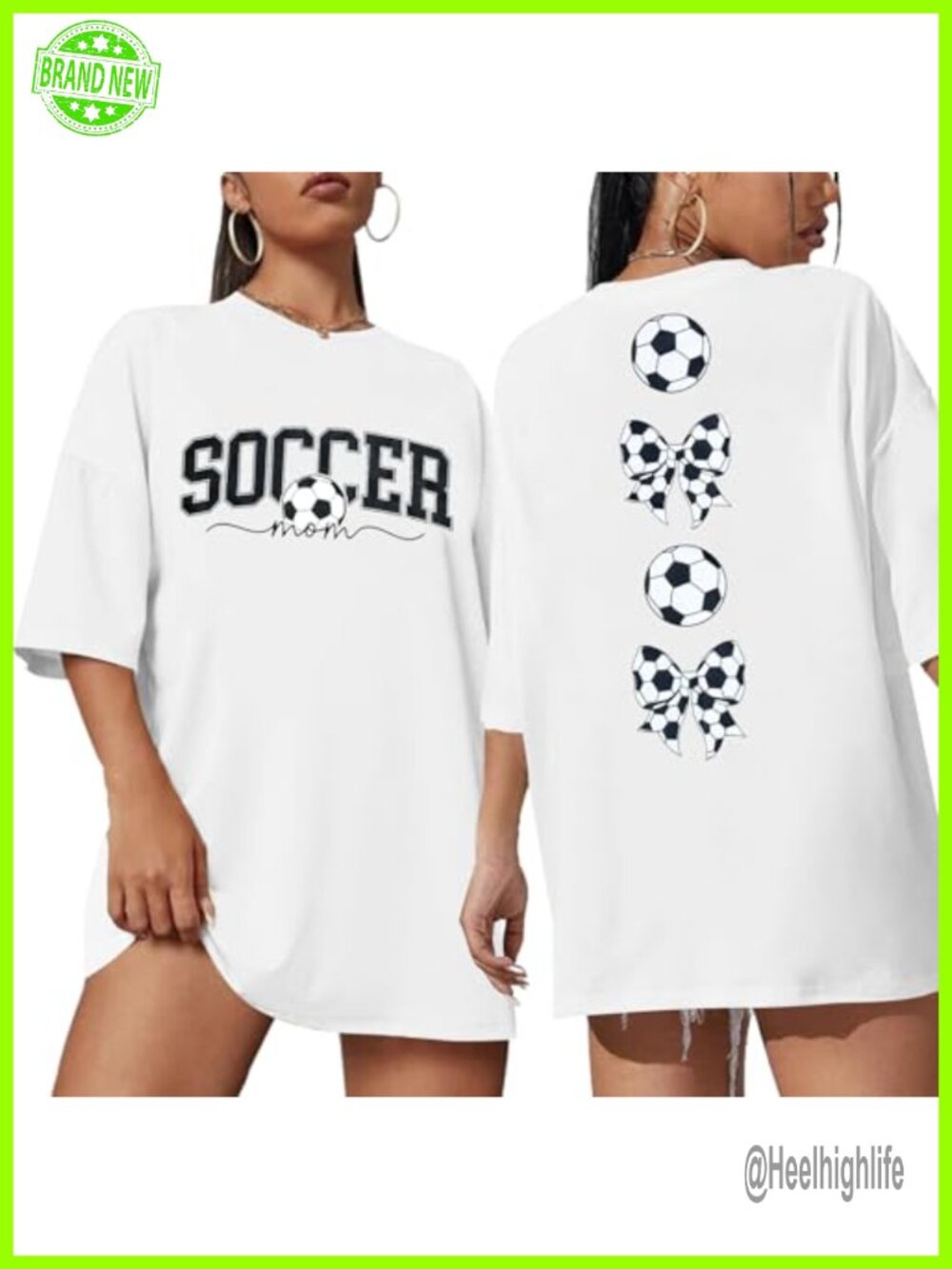 Soccer Mom Shirt Oversized Bow Tee Short Sleeve Crew Neck Top